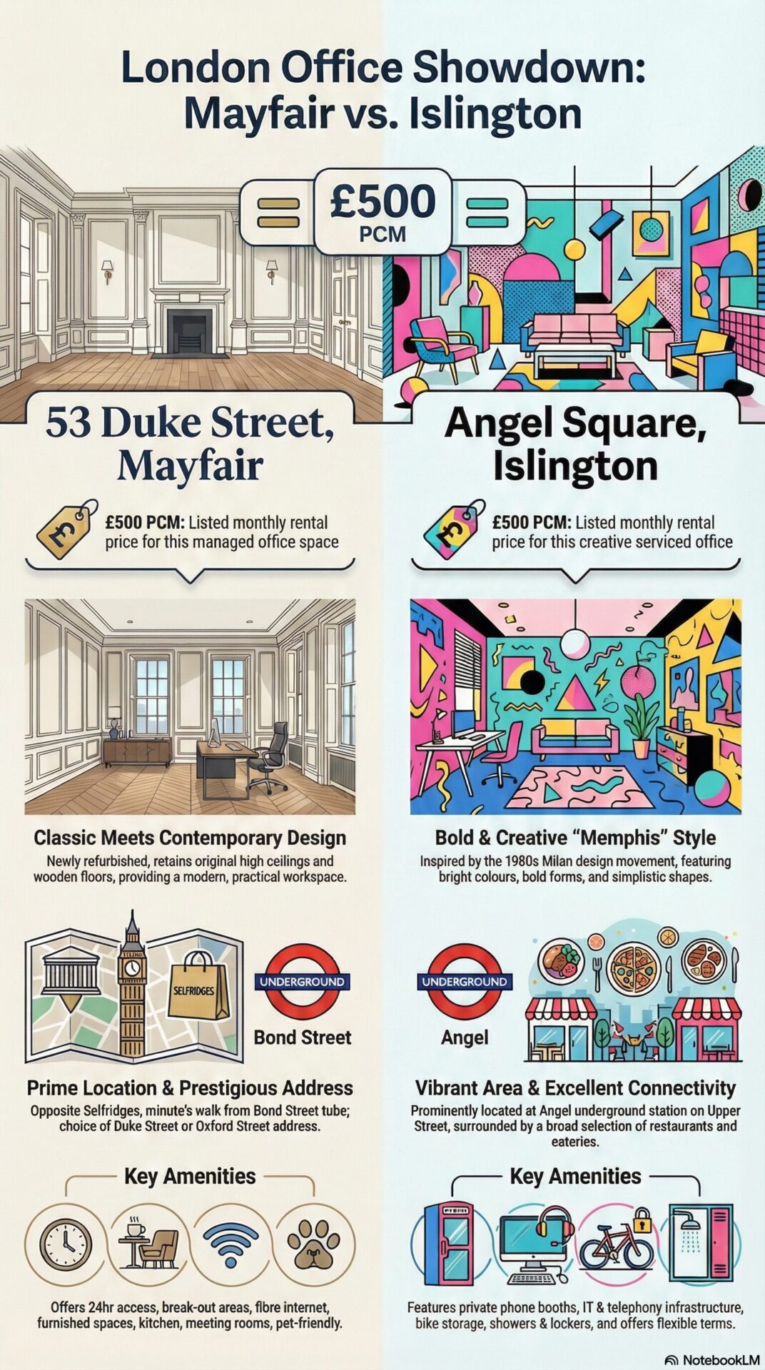 Angel Office Space vs Mayfair Office Space