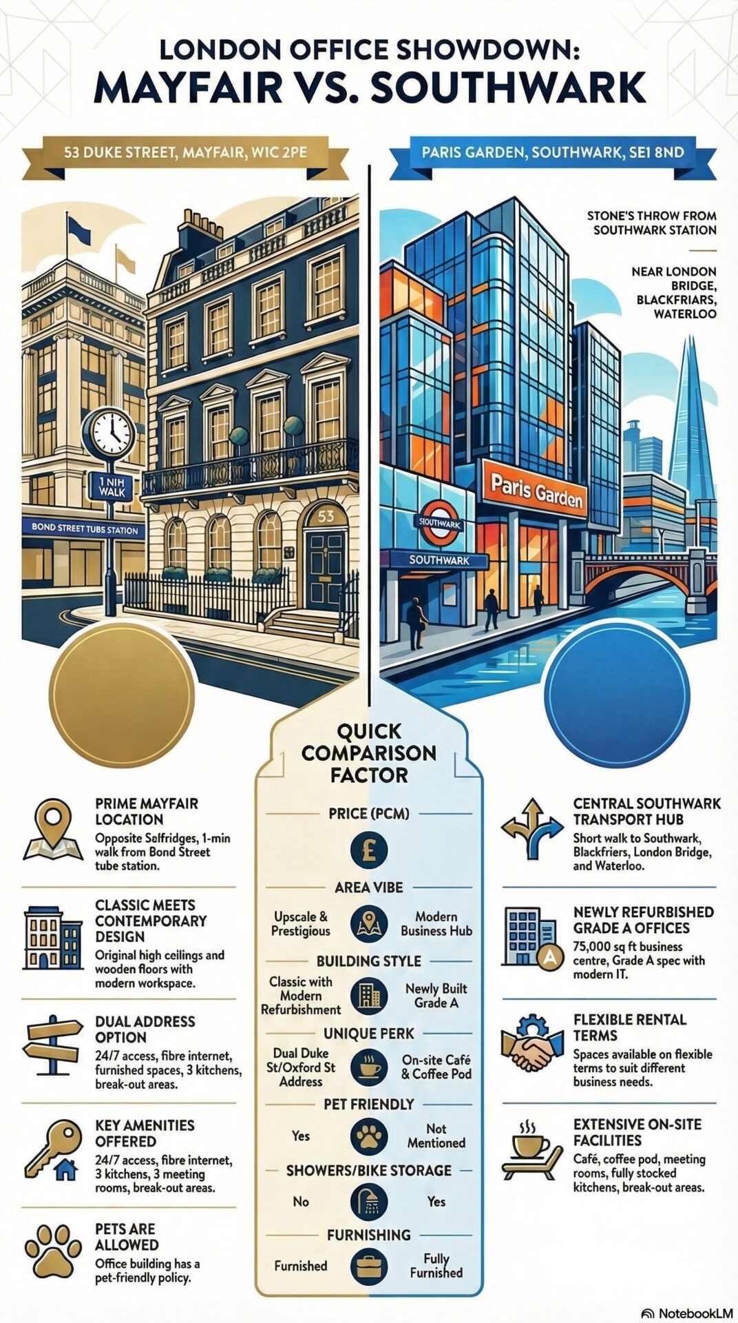 South Bank Office Space vs Mayfair Office Space
