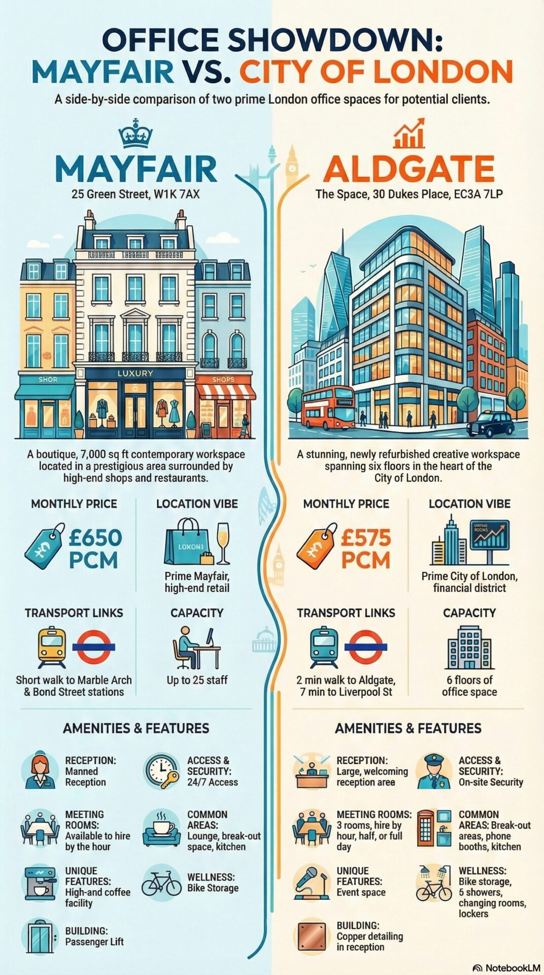 Aldgate Office Space vs Mayfair Office Space