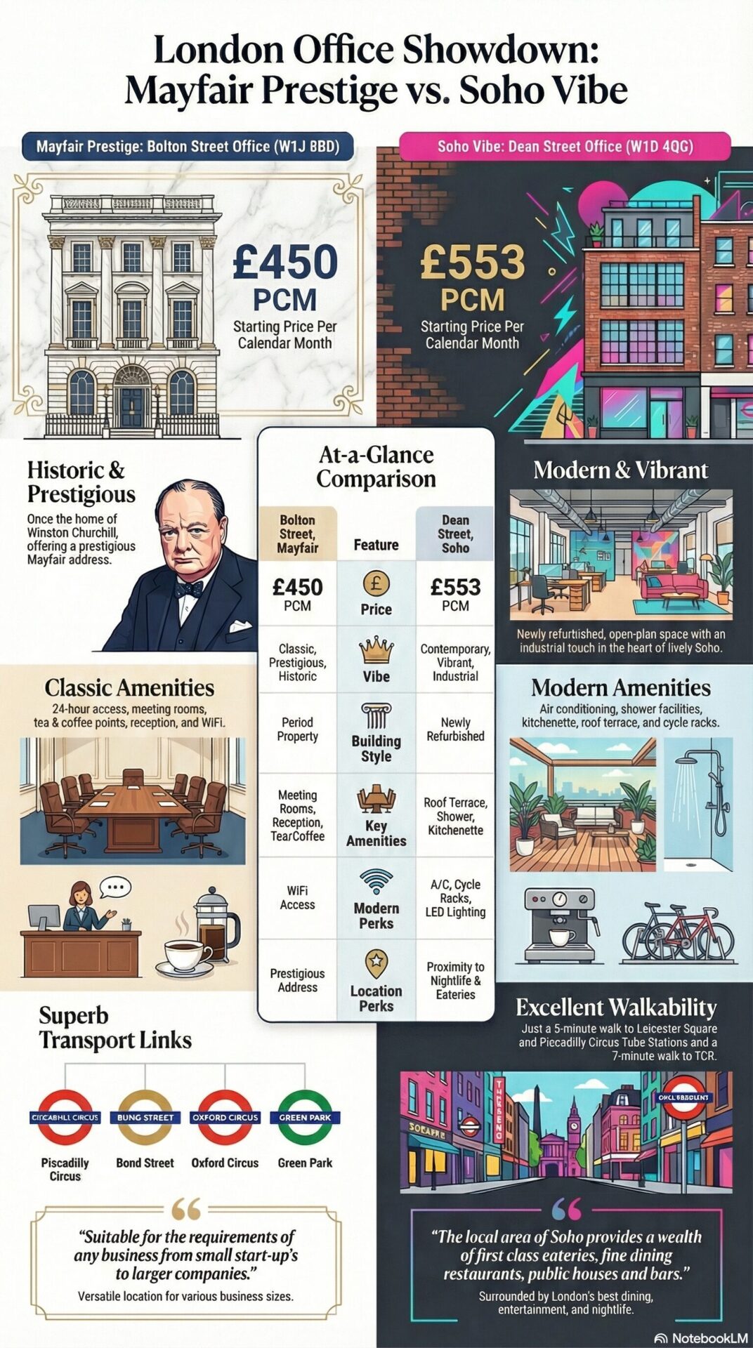 Mayfair Serviced Office vs Soho Serviced Office