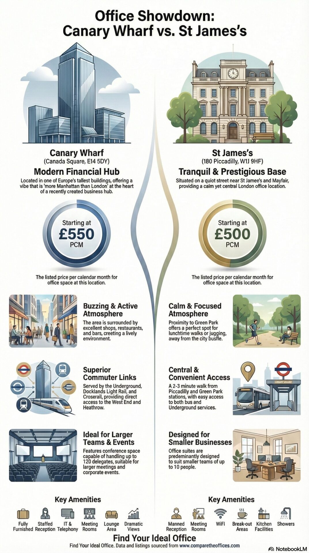 London Office Space Comparison Infographic